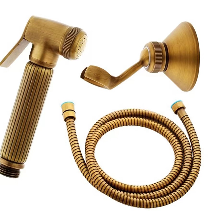 Bathroom Handheld Shower Bidet Shattaf Sprayer Set Wall Mount Brass Gold Toilet Hand Held Bidet Shower Spray Wall Bracket Hose Diaper Cleaning 2025 - CAD $71.99 –P2