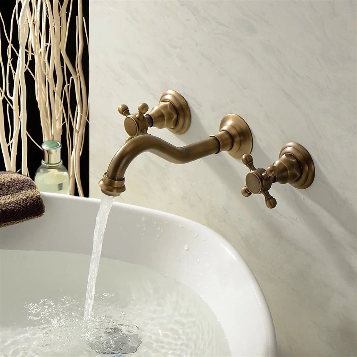 Classic Utility Sink Laundry Faucet Wall Mount Two Handles Three Holes Wash Basin Tap with Hot and Cold Water Hoses Laundry Tub Pot Filler Commercial Faucet in Oil Rubbed Bronze Antique Copper 2025 - CAD $95.99 –P1