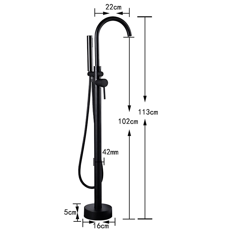 Bathtub Faucet Floor Mount Freestanding Bath Tub Filler Mixer Taps Brass 360 Swivel High Arc Spout Standing Shower Clawfoot Tub with Handheld Shower Mixer Taps 2025 - CAD $295.99 –P1