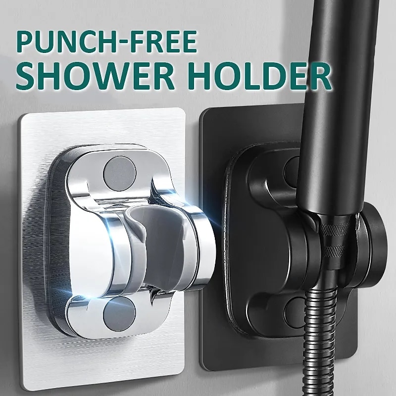 Shower Head Bracket No Drilling Holder 360° Adjustable Without Drilling ABS Wall Bracket Replacement Waterproof Attachment for Bathroom 2025 - CAD $3.99 –P4