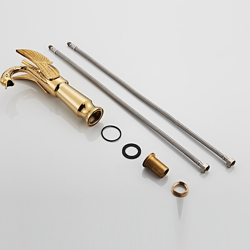 Retro Bathroom Sink Mixer Faucet Brass Swan Shap, Monobloc Washroom Basin Taps Single Handle One Hole Deck Mounted, Mono Water Vessel Tap Hot and Cold Hose Antique 2025 - CAD $143.99 –P13