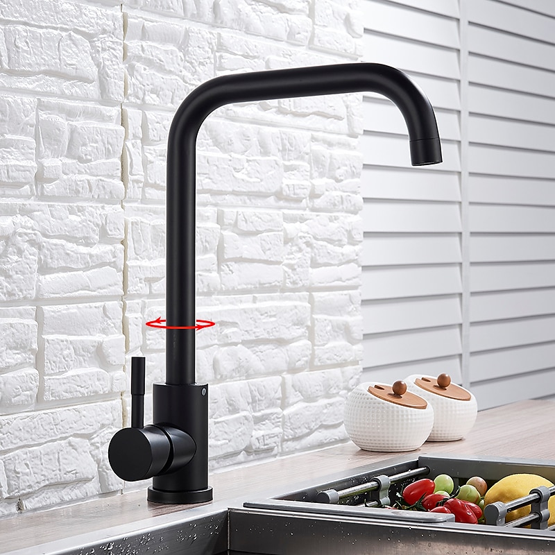 Stainless Steel Kitchen Sink Mixer Faucet 360 Swivel Single Handle Kitchen Taps Deck Mounted with Hot and Cold Water Hose Vessel Taps 2025 - CAD $52.99 –P2