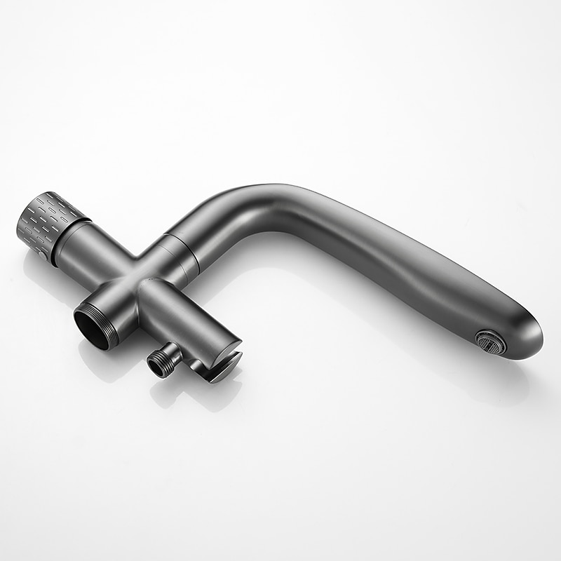 Bathtub Faucet Floor Mount Freestanding Tub Filler Brass High Flow Shower Faucets with Handheld Shower Mixer Taps Swivel Spout(Gun Grey/Brushed Golden) 2025 - CAD $398.99 –P13