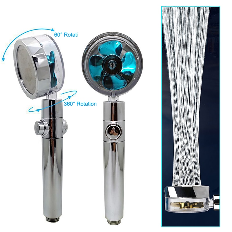 Shower Head Water Saving Flow 360 Degrees Rotating With Small Fan ABS Rain High-Pressure Spray Nozzle Bathroom Accessories 2025 - CAD $4.99 –P3