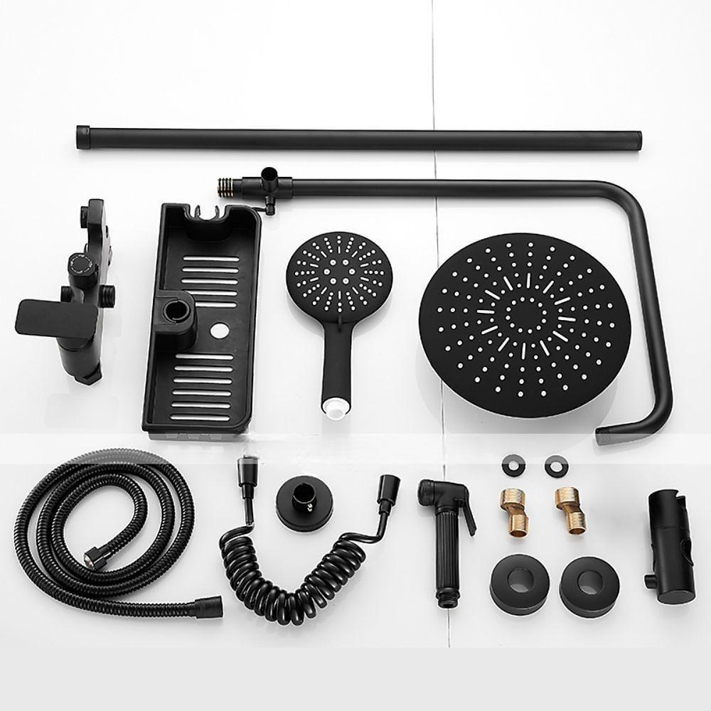 Shower System Faucet Combo Set with 8" Rain Showerhead Multi-Function Hand Shower Adjustable Slide Bar and Soap Dish Wall Mounted Ceramic Valve Bath Shower Mixer Taps 2025 - CAD $223.99 –P9