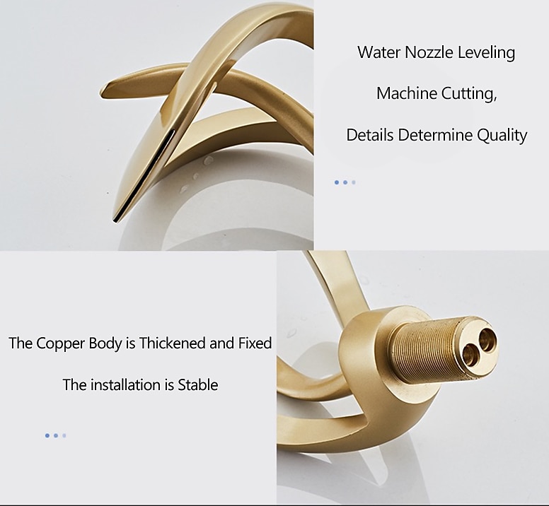 Black Bathroom Sink Mixer Faucet Waterfall Spout, Brass Basin Taps Single Handle One Hole Vessel Bathroom Tap with Hot and Cold Switch Golden Grey Chrome 2025 - CAD $159.99 –P4
