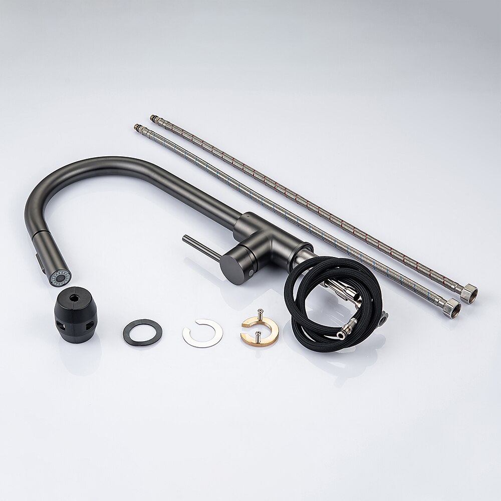 Kitchen Faucet with Pull-out SpraySingle Handle One Hole 2-modes Brass Kitchen Taps 2025 - CAD $199.99 –P19