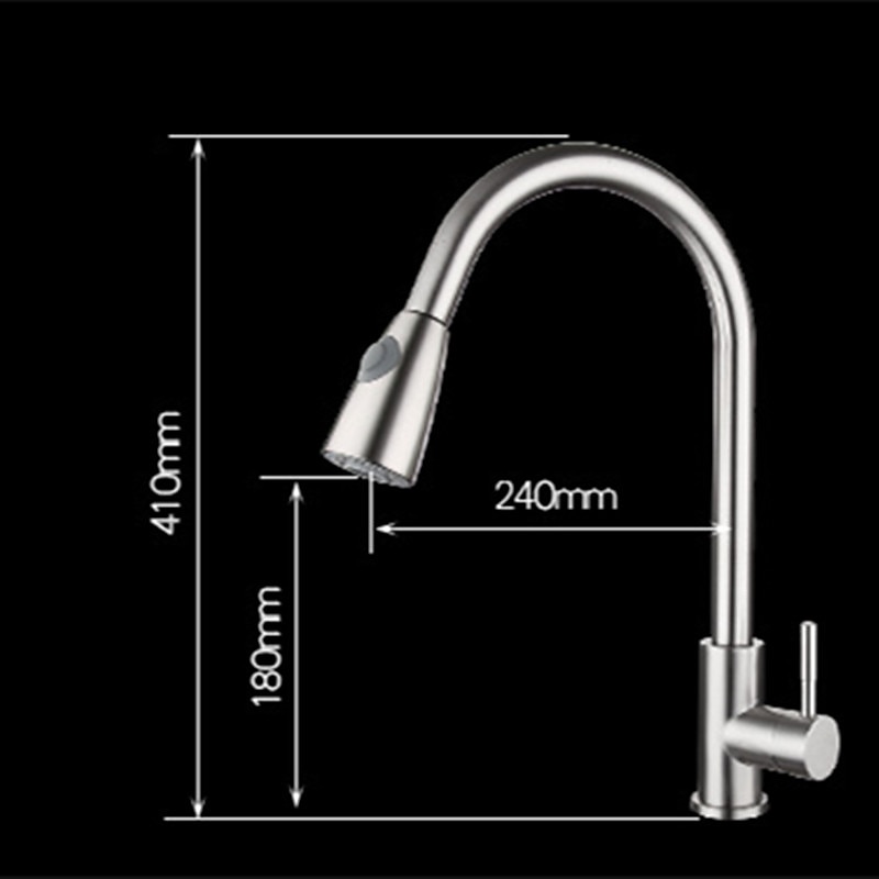 Kitchen Sink Mixer Faucet with Pull Out Spray Deck Mounted 304 Stainless Steel 360 Rotatable Kitchen Vessel Taps for Vegetable Washing Basin Black Brushed Nickel 2025 - CAD $63.99 –P3