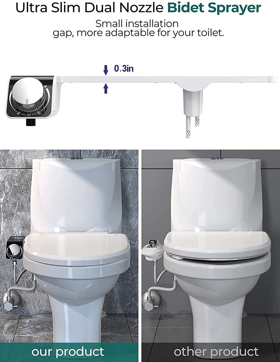 Bidet Attachment for Toilet - Self Cleaning Dual Nozzle Non-Electric Bidet Warm Fresh Water Bidet Sprayer With Pressure Controls 2025 - CAD $47.99 –P2