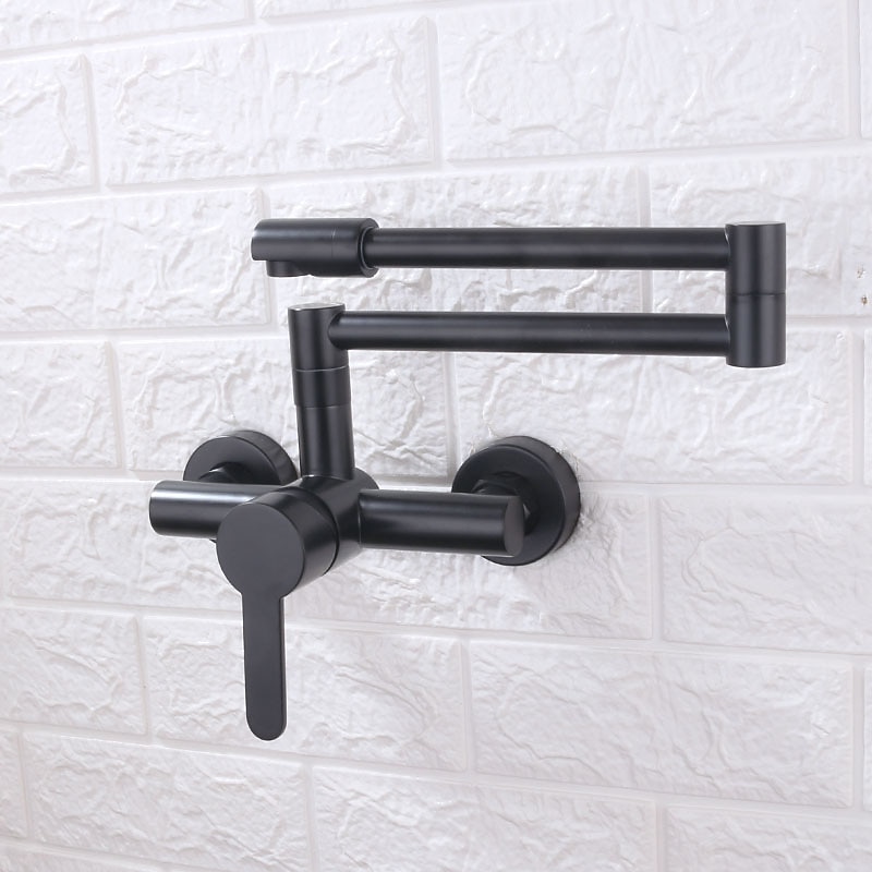 Wall Mounted Kitchen Sink Mixer Faucet Foldable Pot Filler FacuetSingle Handle Two Holes Folding Taps Electroplated / Painted Finishes Pull-out / Pull-down / Pot Filler Wall Mounted / Brass 2025 - CAD $199.99 –P7