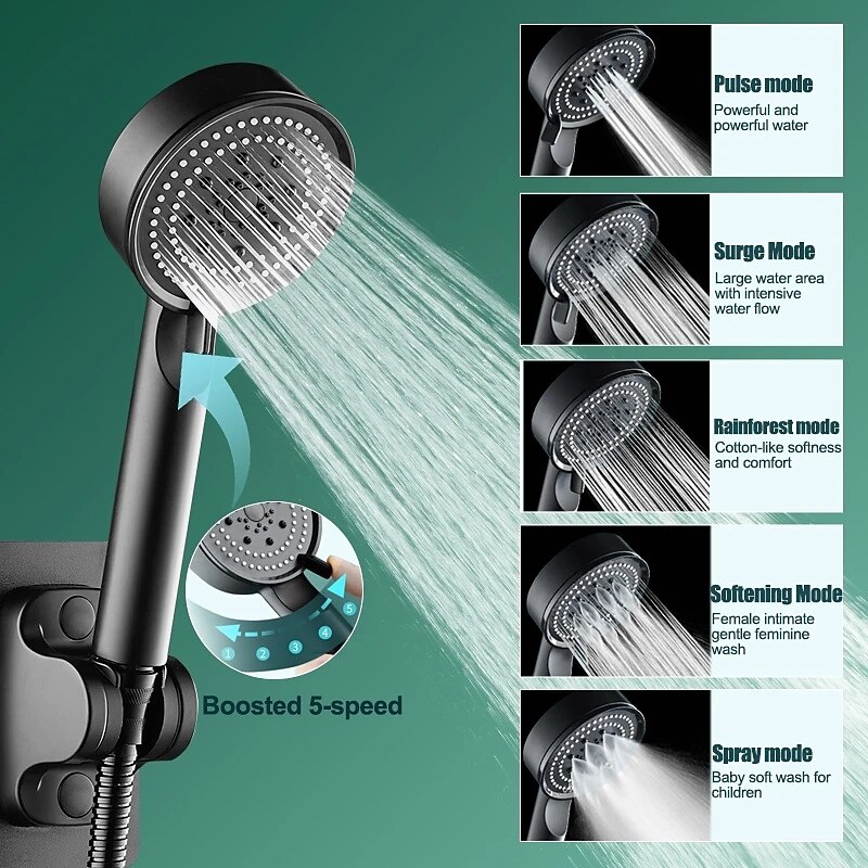Shower Head High Pressure Handheld Spray with 5 Mode Showerhead Adjustable High-Pressure Water Saving Shower Head Held Shower Bathroom Accessories 2025 - CAD $3.99 –P3
