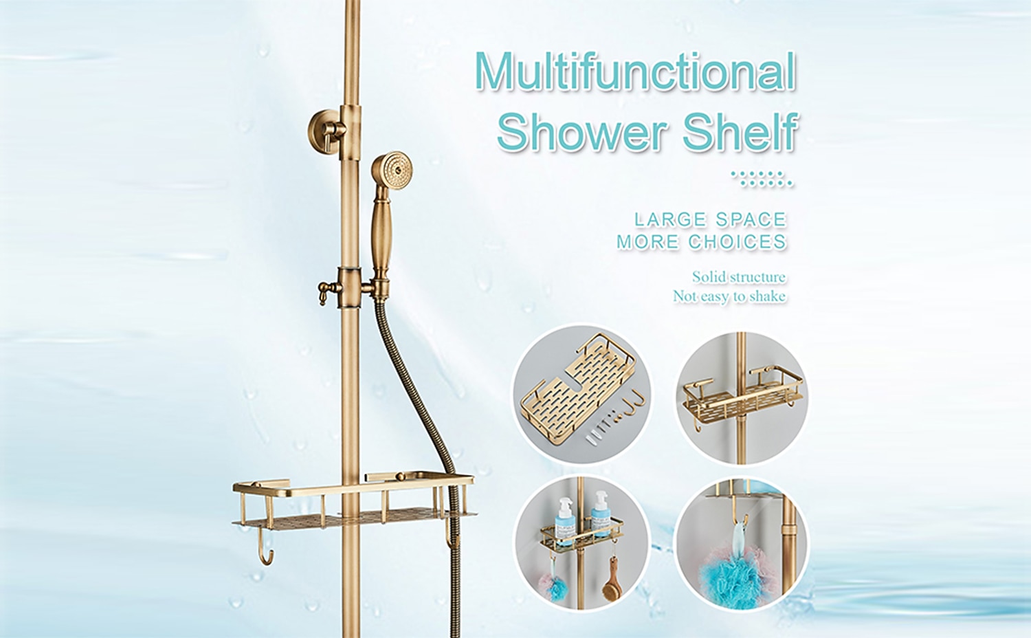 Shower FaucetShower System SetRainfall Antique Brass Shower Fixture 8 Inch Shower Head Handled Shower Waterfall Tub Spout Wall Mounted Outdoor Shower System with Shower Shelf 2025 - CAD $328.99 –P4