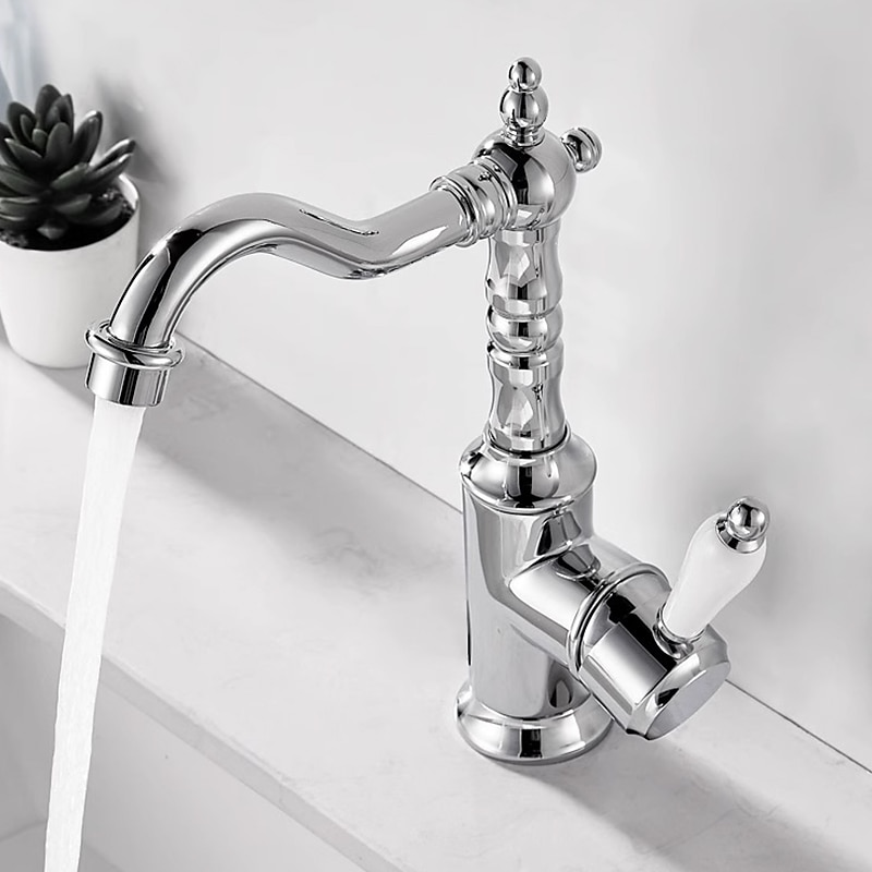 Kitchen faucet - Single Handle One Hole Electroplated Standard Spout Centerset Retro Vintage / Minimalist Kitchen Taps 2025 - CAD $119.99 –P4