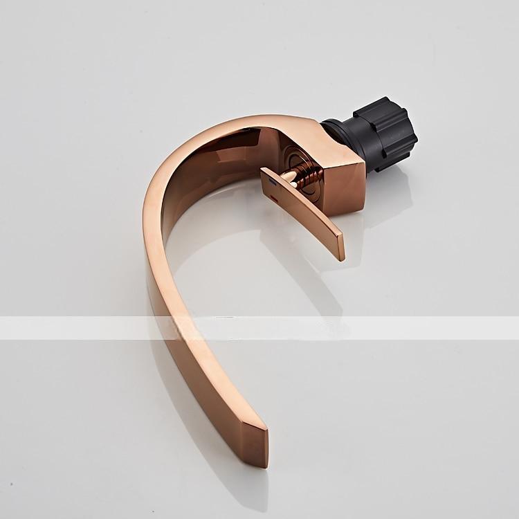 Brass Bathroom Sink Faucet Rose Gold Bend Shape Centerset Single Handle One Hole Faucet Set with Cold and Hot Water 2025 - CAD $111.99 –P5