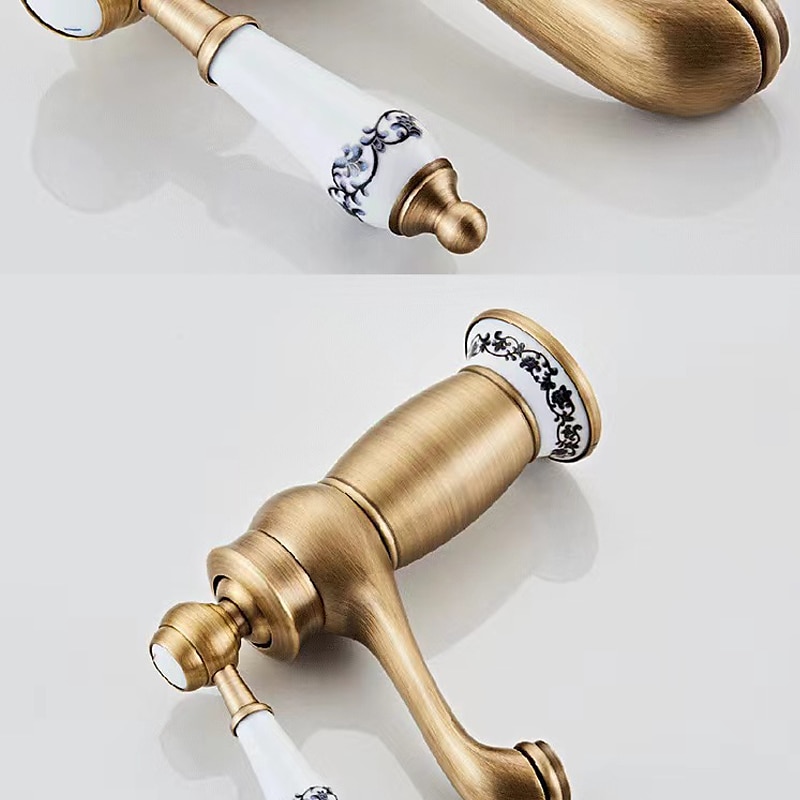 Vintage Bathroom Sink Mixer Faucet, Monobloc Washroom Basin Taps Single Handle One Hole Deck Mounted, Mono Retro Style Water Taps Hot and Cold Hose 2025 - CAD $95.99 –P7