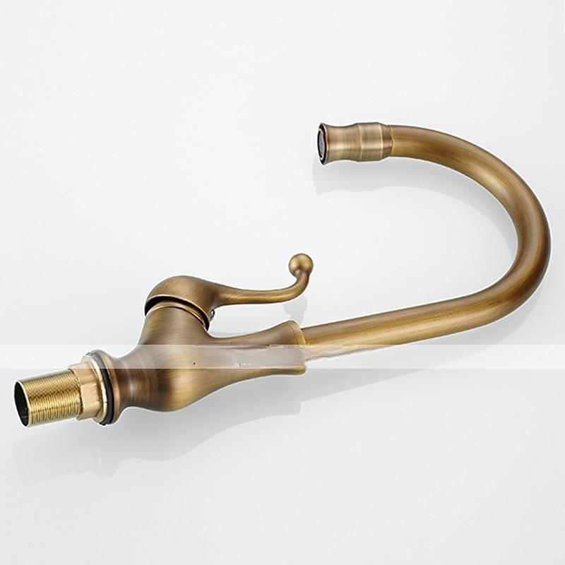 Traditional Kitchen Sink Mixer Taps Deck Mounted Brass Vintage Retro Kitchen Faucet Single Handle Standard Spout Vessel Tap 2025 - CAD $71.99 –P3