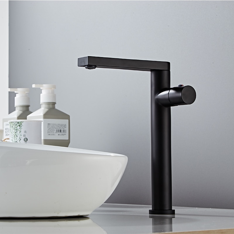 Black Basin Sink Mixer Faucet Brass, Tall Bathroom Taps Single Handle One Hole with Hot and Cold Hose Vessel Water Tap Deck Mounted 2025 - CAD $95.99 –P11