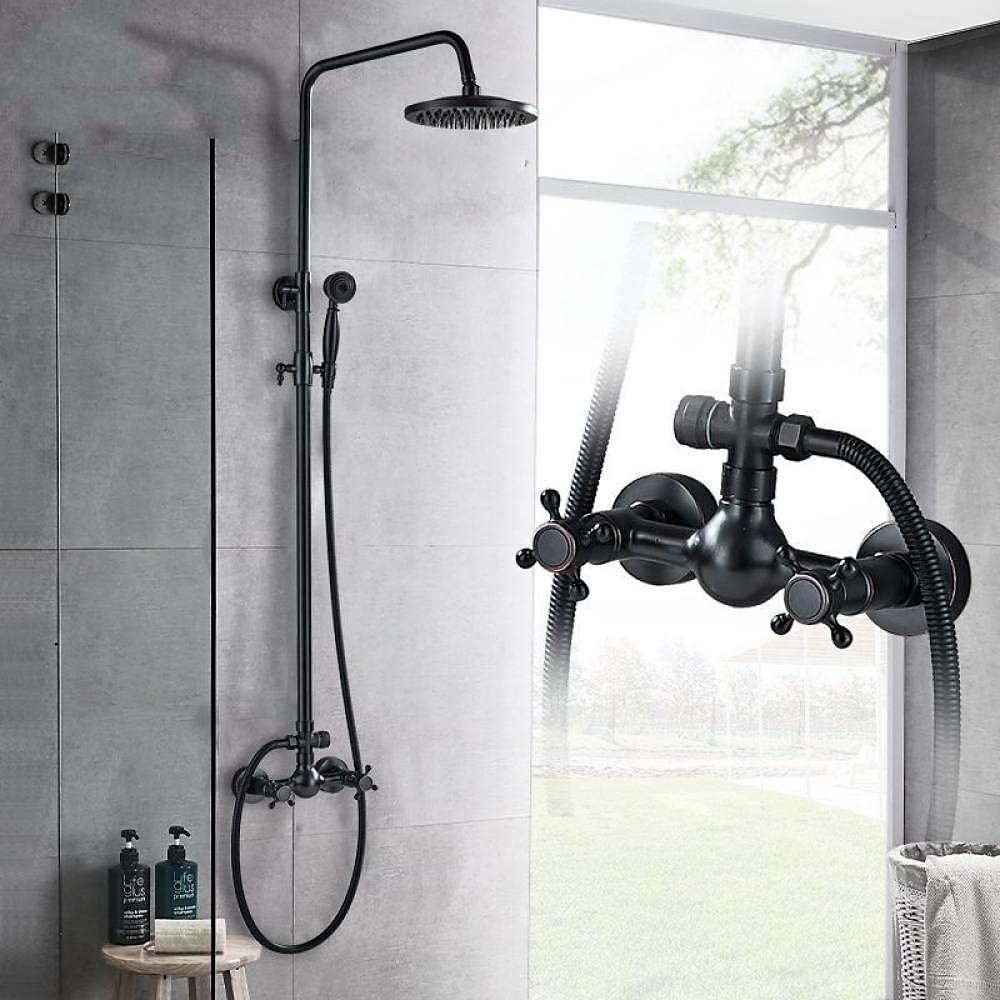 Shower FaucetCopper Shower System Set Rainfall Antique Oil-rubbed Bronze Two Handles Three Holes Bath Shower Mixer Taps with Hot and Cold Switch and Ceramic Valve 2025 - CAD $279.99 –P3