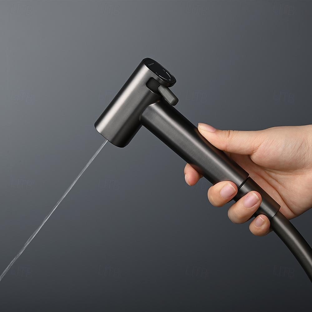 Brushed Gold Bidet Sprayer Concealed Button Brass Valve with Commodity Shelf Paper Holder Plastic Sprayer PVC Hose Grey 2025 - CAD $283.18 –P9