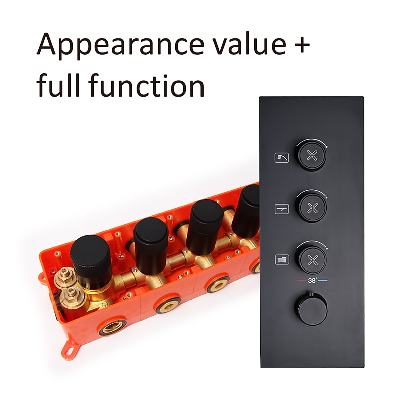 Shower FaucetRainfall Shower Head System / Thermostatic Mixer valve Set - Rainfall Shower Contemporary Painted Finishes Mount Inside Brass Valve Bath Shower Mixer Taps 2025 - CAD $956.99 –P10