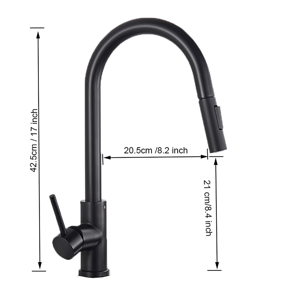 Kitchen Sink Mixer Faucet with Pull Out Sprayer Stainless Steel Rotatable Vessel Tap Rainfall/Waterfall Mode Spray Faucet Black&Silver Kitchen Faucet Tap with Soap Dispenser 2025 - CAD $111.99 –P1