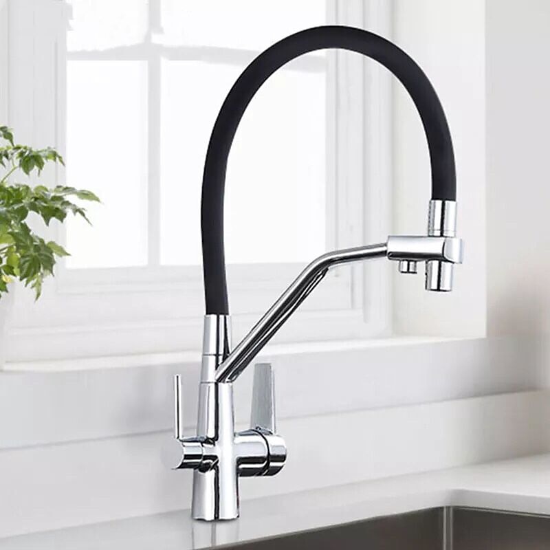 Kitchen faucet - Two Handles Two Holes Chrome / Oil-rubbed Bronze / Nickel Brushed Pull-out / ­Pull-down Centerset Antique Kitchen Taps 2025 - CAD $159.99 –P3