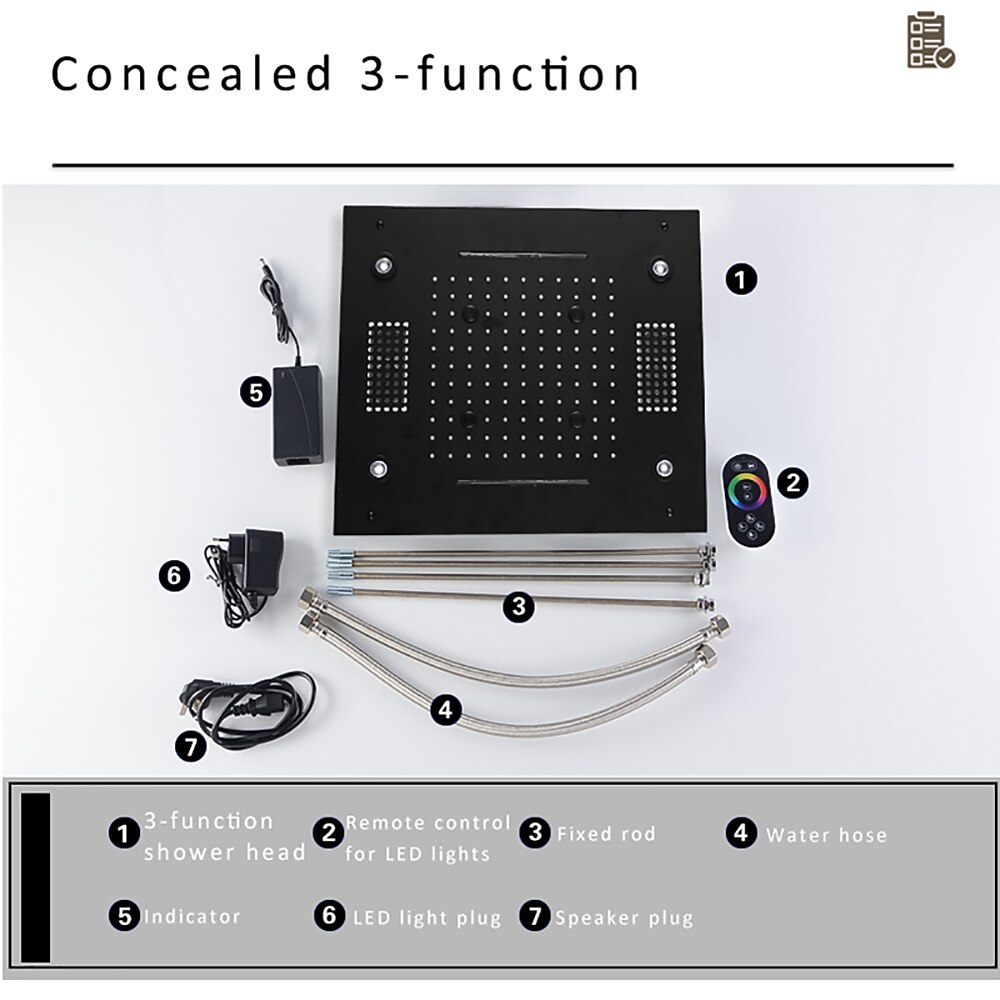 Shower FaucetRainfall Shower Head LED Waterfall Rain Contemporary Chrome/Painted Finishes Ceiling Mounted Bath Showerhead for Shower Room Bluetooth Remote Control Bathroom Plumbing Accessories 2025 - CAD $797.99 –P17