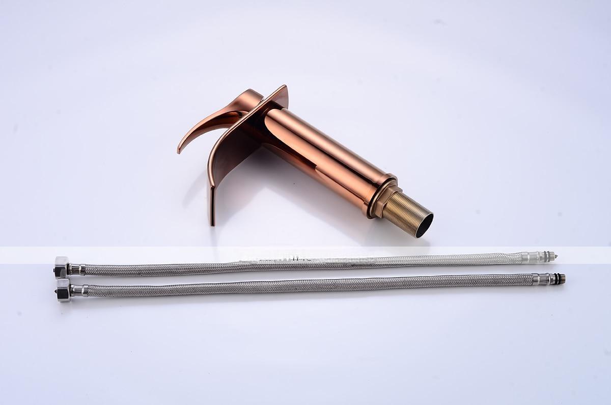 Bathroom Sink Faucet,Modern Style Single Handle Rose Golden One Hole Waterfall,Oil-rubbed Cooper with Drain and Brass Faucet Body with Hot and Cold Water and Pop-up Drain 2025 - CAD $111.99 –P2