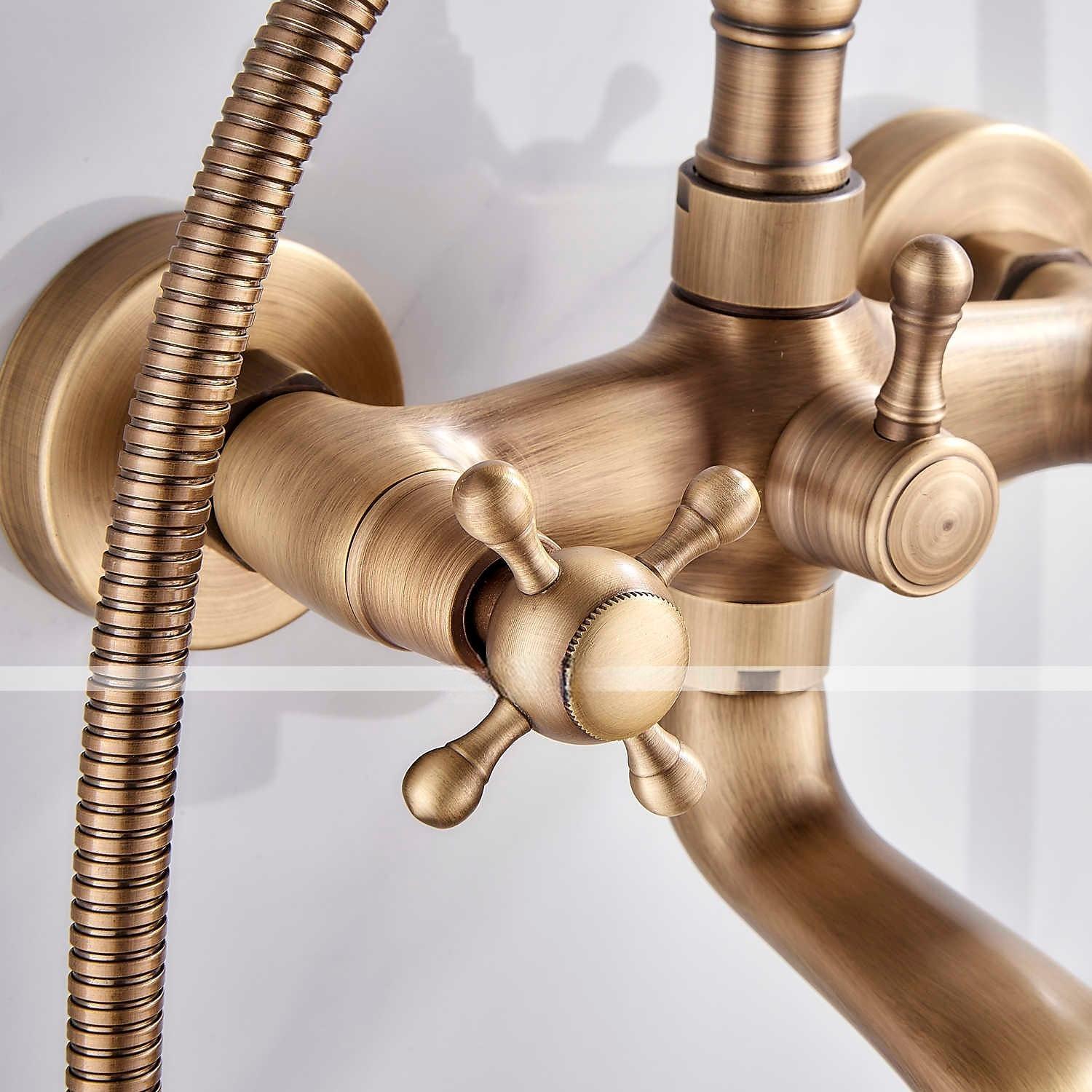 Bathtub FaucetWall Mounted Brass Rainfall Shower Mixer Taps Contain with Handshower and Cold/Hot Water 2025 - CAD $159.99 –P2