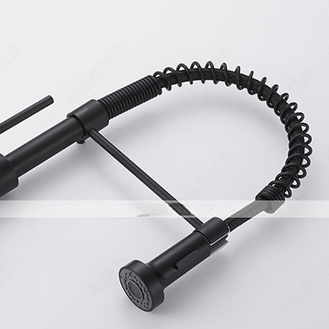 Kitchen Sink Mixer Faucet with Pull Down Sprayer 360 swivel High Arc Single Handle Spring Kitchen Taps Deck Mounted One Hole Brass Kitchen Sink Faucet Centerset Water Taps 2025 - CAD $103.99 –P8
