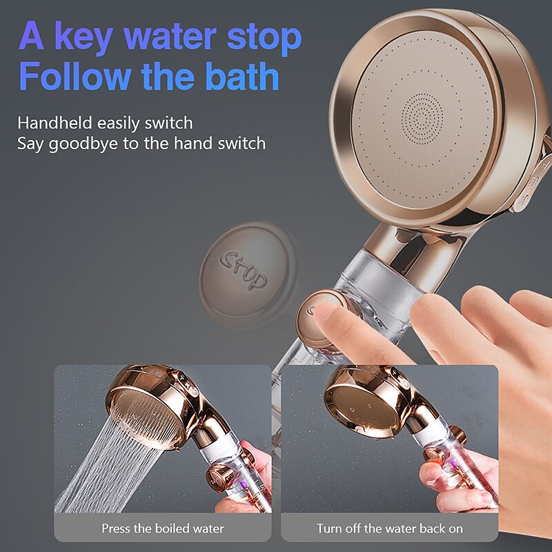 Shower Head High Pressure 3-Function SPA Shower Head With Switch On/Off Button Filter Bath Head Water Saving Shower Bathroom 2025 - CAD $12.99 –P2