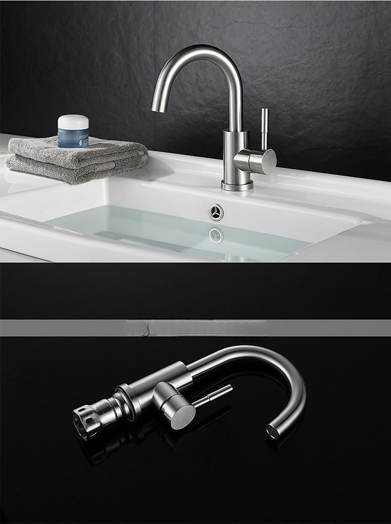 Bathroom Sink Faucet,Single Handle Black Nickel/White Dainted/Brushed Nickel One Hole Standard Spout Stainless Steel Bathroom Sink Faucet with Hot and Cold Water 2025 - CAD $63.99 –P3
