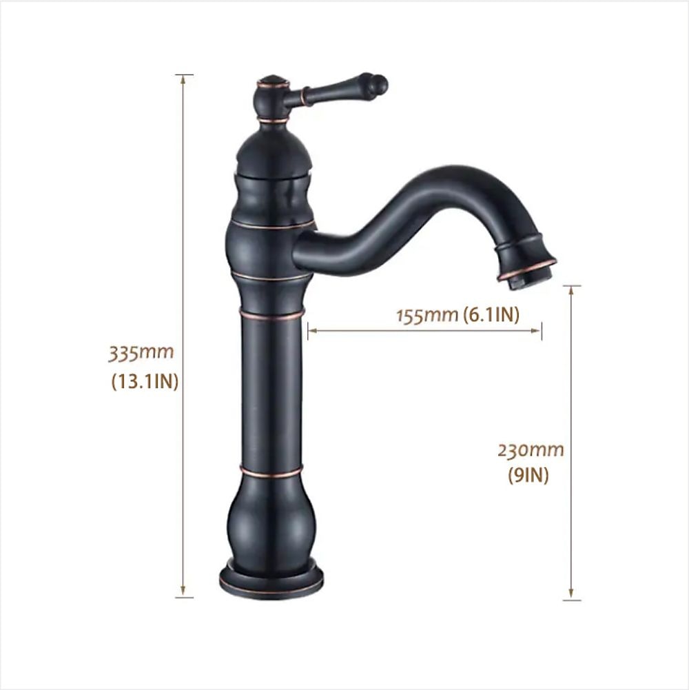 Bathroom Sink Mixer Faucet Antique Brass ORB, 360 Rotatable Basin Tap Single Handle Deck Mounted, Traditional Washroom Vessel Bath Taps 2025 - CAD $151.99 –P1
