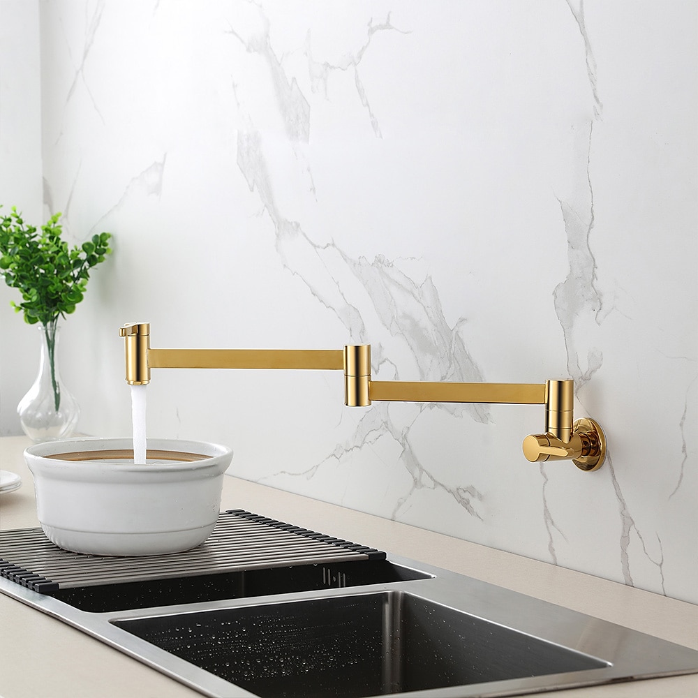 Kitchen FaucetWall Mounted Pot Filler Two Handles One Hole Contemporary Kitchen Taps 2025 - CAD $79.99 –P7