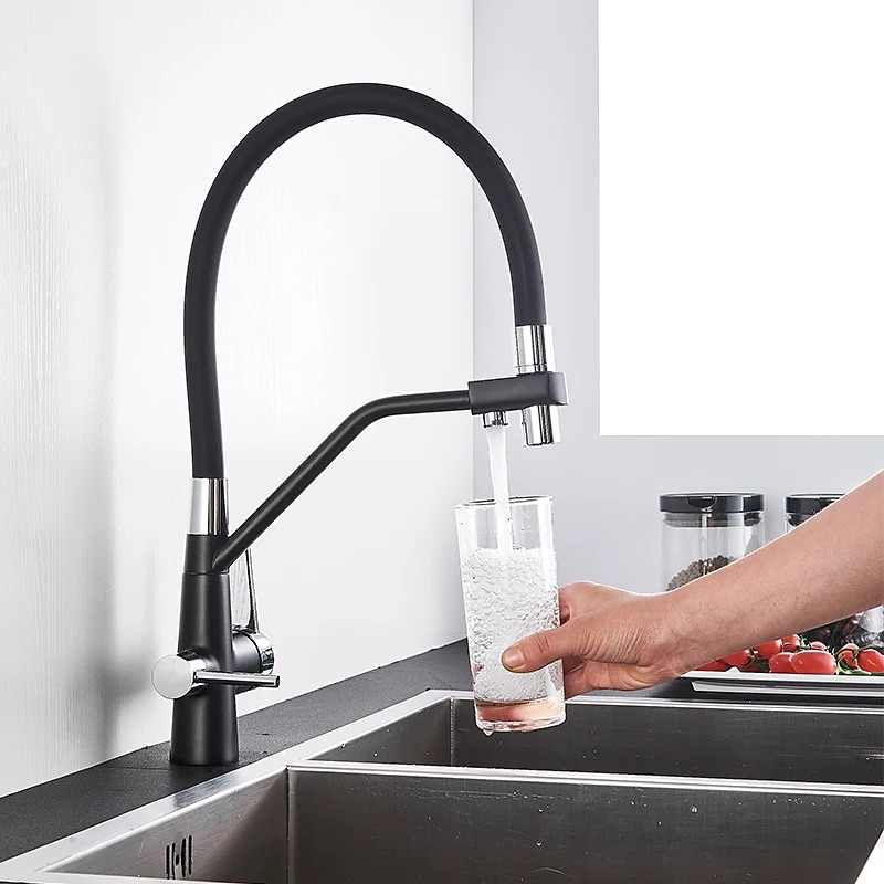 Kitchen faucet - Two Handles Two Holes Chrome / Oil-rubbed Bronze / Nickel Brushed Pull-out / ­Pull-down Centerset Antique Kitchen Taps 2025 - CAD $159.99 –P4