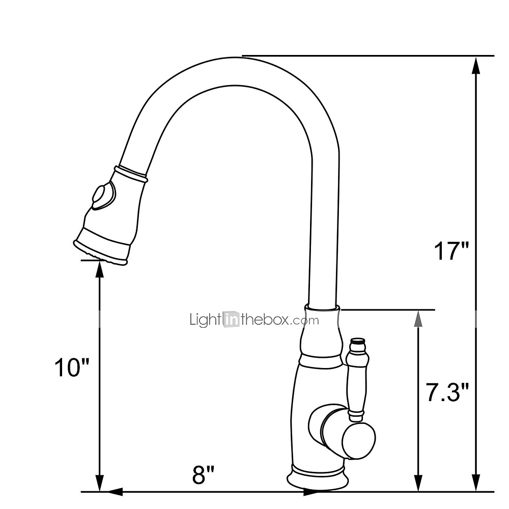 Brass Kitchen FaucetSingle Handle One Hole Oil-rubbed Bronze Pull-out Spray Widespread Tall High Arc Vessel Antique Kitchen Taps with Hot and Cold Switch 2025 - CAD $167.99 –P1