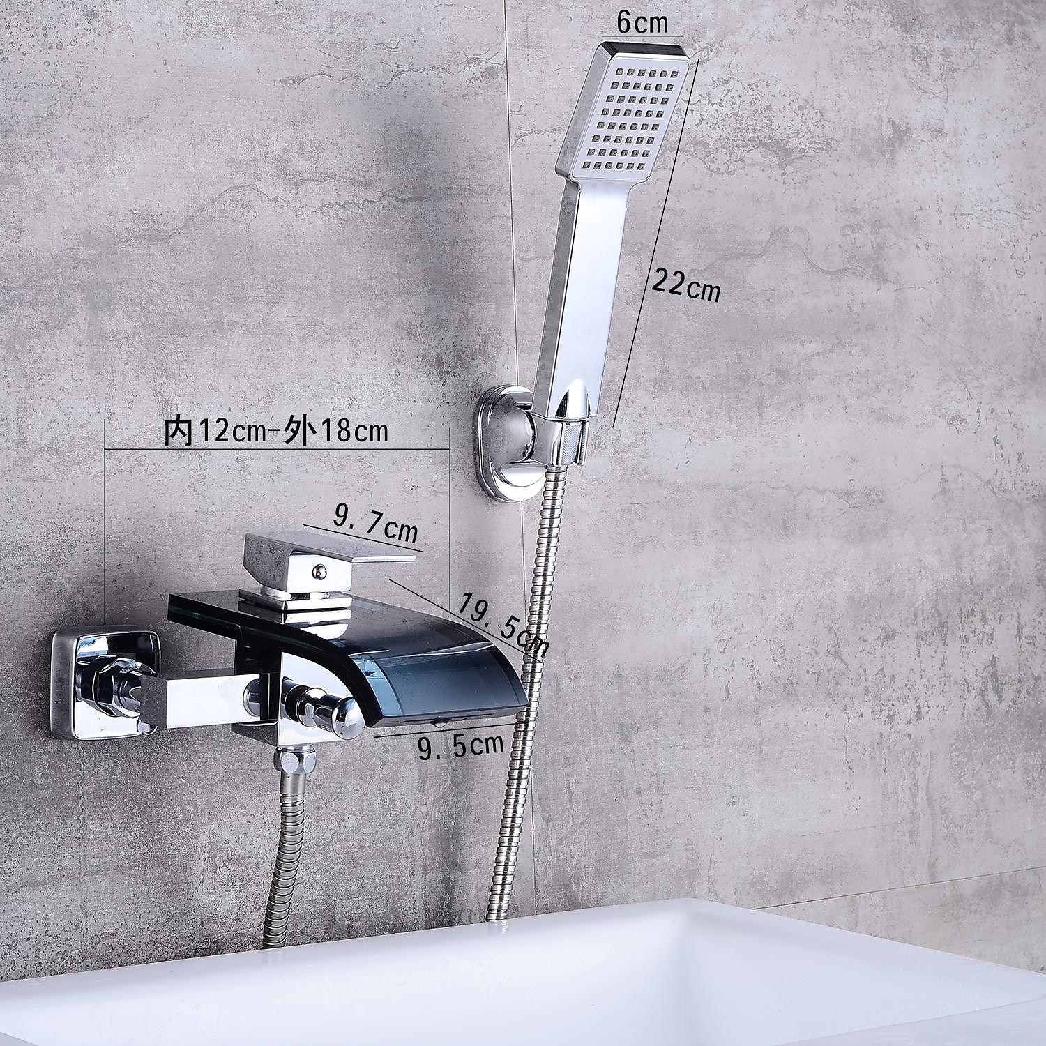 Bathtub Faucet - Modern Contemporary Electroplated Wall Installation Ceramic Valve Bath Shower Mixer Taps 2025 - CAD $207.99 –P15