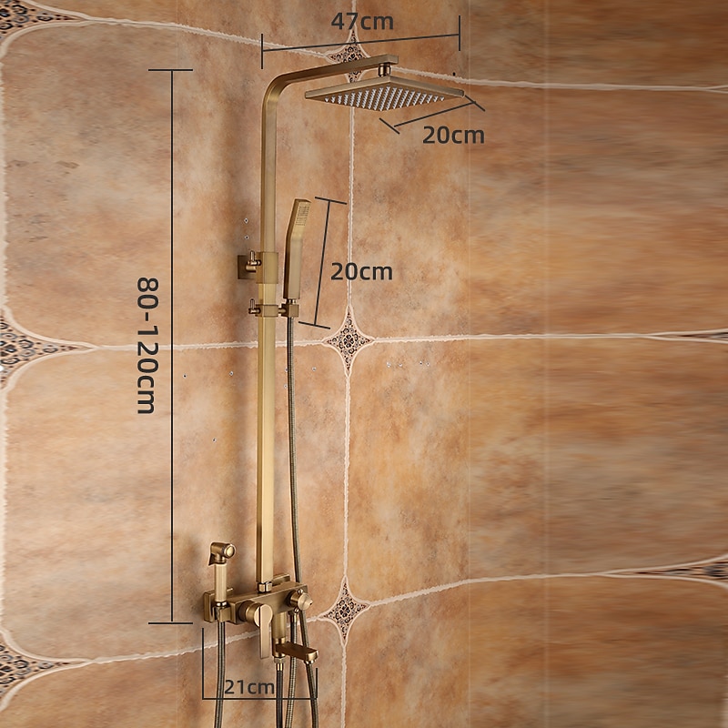 Shower FaucetAntique Brass Shower System SetMount Outside Waterfall Pullout Included Multi Spray and Rainfall Shower Bath Shower Mixer Taps with Cold and Hot Switch 2025 - CAD $478.99 –P10