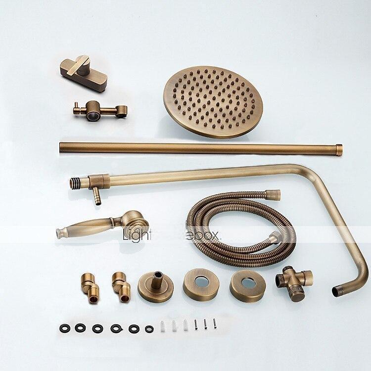 Shower FaucetShower System SetBrass Single Handle Three Holes Rainfall Wall Mounted Shower System Ceramic Valve Bath Shower Mixer Taps with Hot and Cold Water Switch 2025 - CAD $303.99 –P7