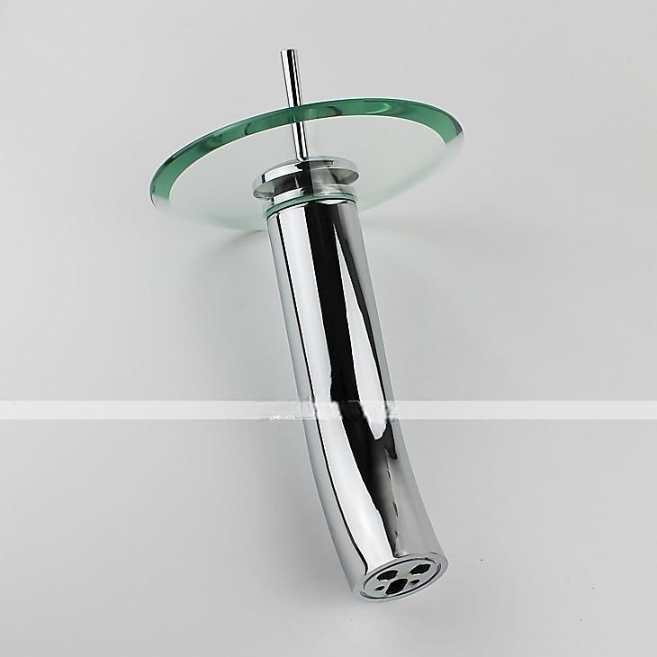 Brass Bathroom Sink Faucet,Waterfall Chrome Vessel Single Handle One Hole Bath Taps with Glass Faucet Spout,Ceramic Valve and Hot and Cold Switch 2025 - CAD $95.99 –P1
