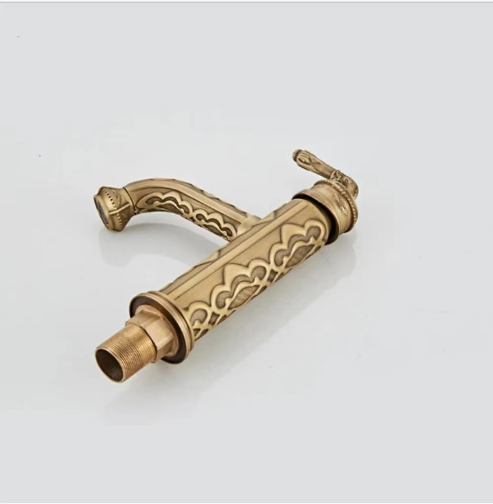 Vintage Bathroom Sink Mixer Faucet, 360 Swivel Spout Retro Monobloc Washroom Basin Taps, Antique Water Tap Single Handle One Hole Deck Mounted with Hot and Cold Hose 2025 - CAD $111.99 –P5