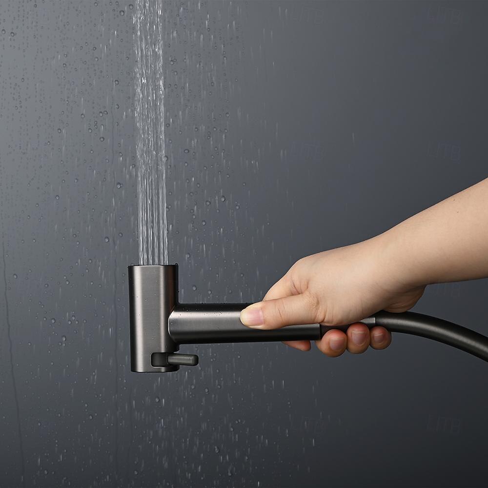 Brushed Gold Bidet Sprayer Concealed Button Brass Valve with Commodity Shelf Paper Holder Plastic Sprayer PVC Hose Grey 2025 - CAD $283.18 –P10