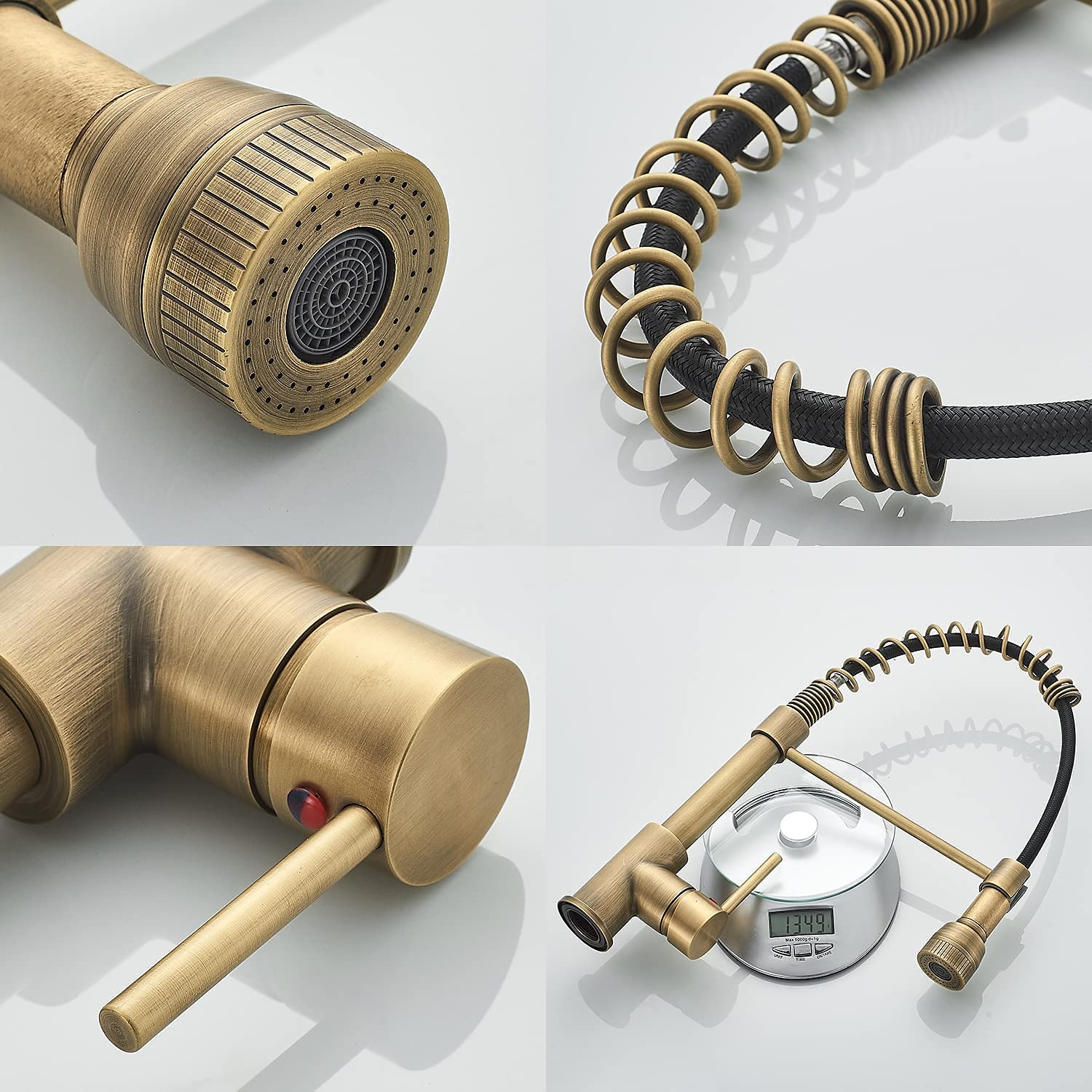 Kitchen FaucetBrass Pull-out/Pull-down Rotatable Single Handle One Hole Multi-function Water Mode Brass Kitchen Taps with Soap Dispenser 2025 - CAD $143.99 –P5