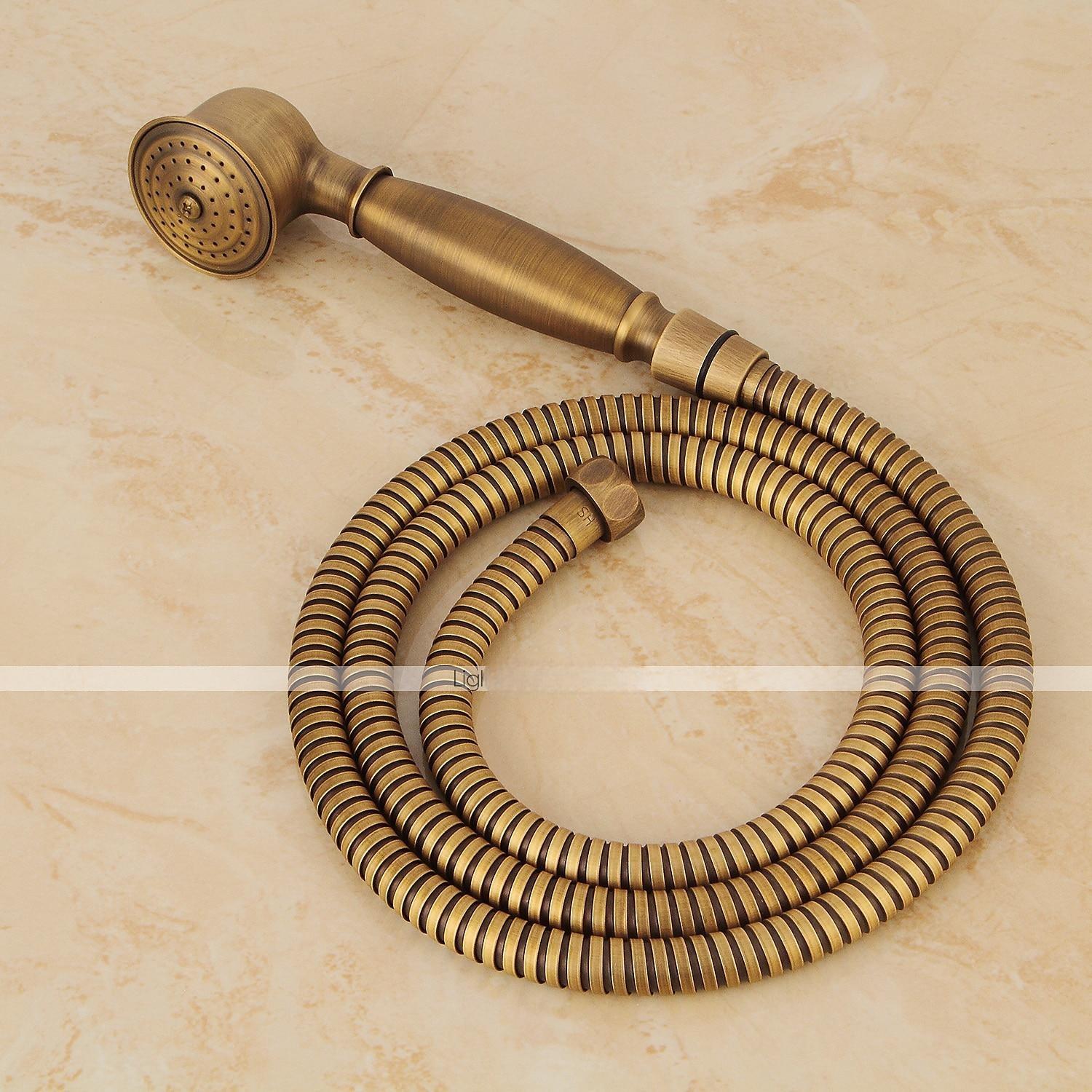 Shower Faucet SetMount Outside Antique Brass/Brass/Yellow Dual-Head Pullout Vintage Style Brass Shower Faucet with Rain Shower/Handshower/Bodysprays/Drain with Hot and Cold Water 2025 - CAD $151.99 –P5