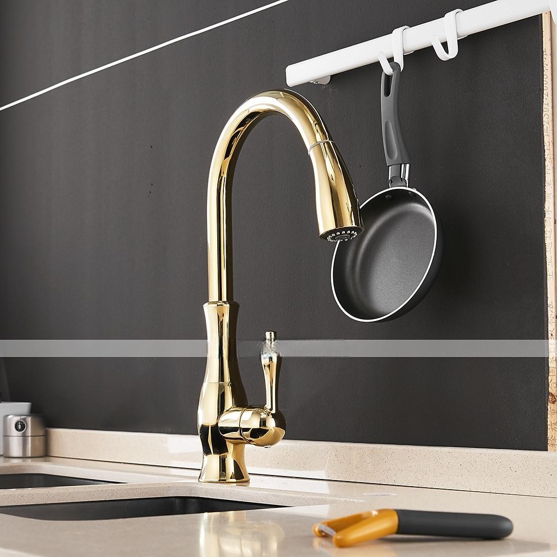 Kitchen Faucet with Sprayer Vessel Installation Nickel Brushed/Electroplated One Hole Widespread Pull Out/High Arc Brass Kitchen Faucet Contain with Cold and Hot Water 2025 - CAD $175.99 –P5