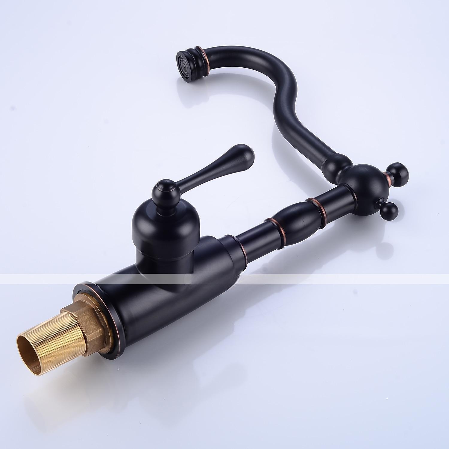 Kitchen FaucetORB Rotatable Retro Style Single Handle One Hole Standard Spout Centerset Contemporary Antique Kitchen Taps with Hot and Cold Switch 2025 - CAD $111.99 –P4