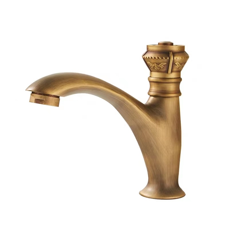 Vintage Bathroom Sink Faucet Cold Water Only, Monobloc Washroom Basin Taps Single Handle One Hole Deck Mounted Retro Antique Style 2025 - CAD $60.99 –P4