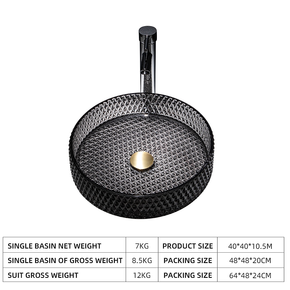 Bathroom Vessel Sink with Chrome FaucetWash Basin Glass Countertop Cylinder Wash Basin Hand Washbasin Worktop Installation Glass Basin Set with Chrome Brass Tap 2025 - CAD $366.99 –P5