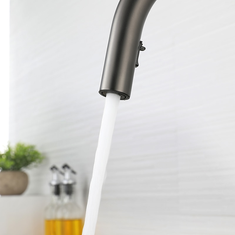 Kitchen Faucet with Pull-out Spray - Single Handle One Hole Electroplated / Painted Finishes Pull-out / Pull-down / Standard Spout / Tall / High Arc Centerset Modern Contemporary Kitchen Taps 2025 - CAD $131.18 –P5