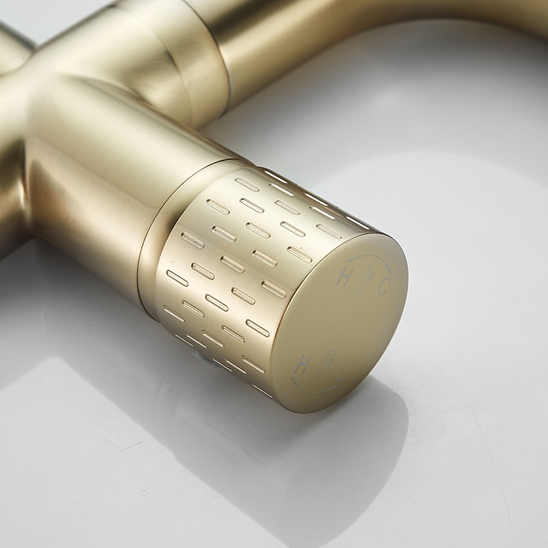 Bathtub Faucet Floor Mount Freestanding Tub Filler Brass High Flow Shower Faucets with Handheld Shower Mixer Taps Swivel Spout(Gun Grey/Brushed Golden) 2025 - CAD $398.99 –P7